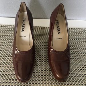 Brown patent genuine Prada shoes
